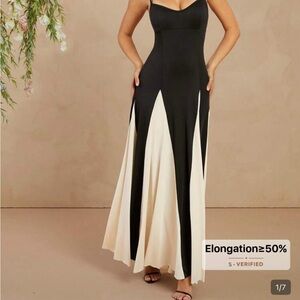 Elegant Black and white  Maxi Dress